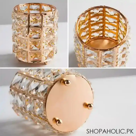 metal crystal round makeup brush holder image5