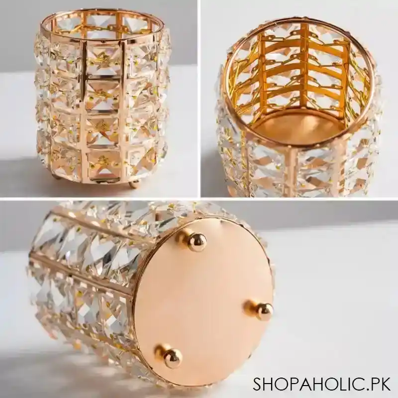 metal crystal round makeup brush holder image5