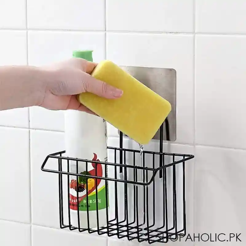 metal sponge holder with towel stand image2
