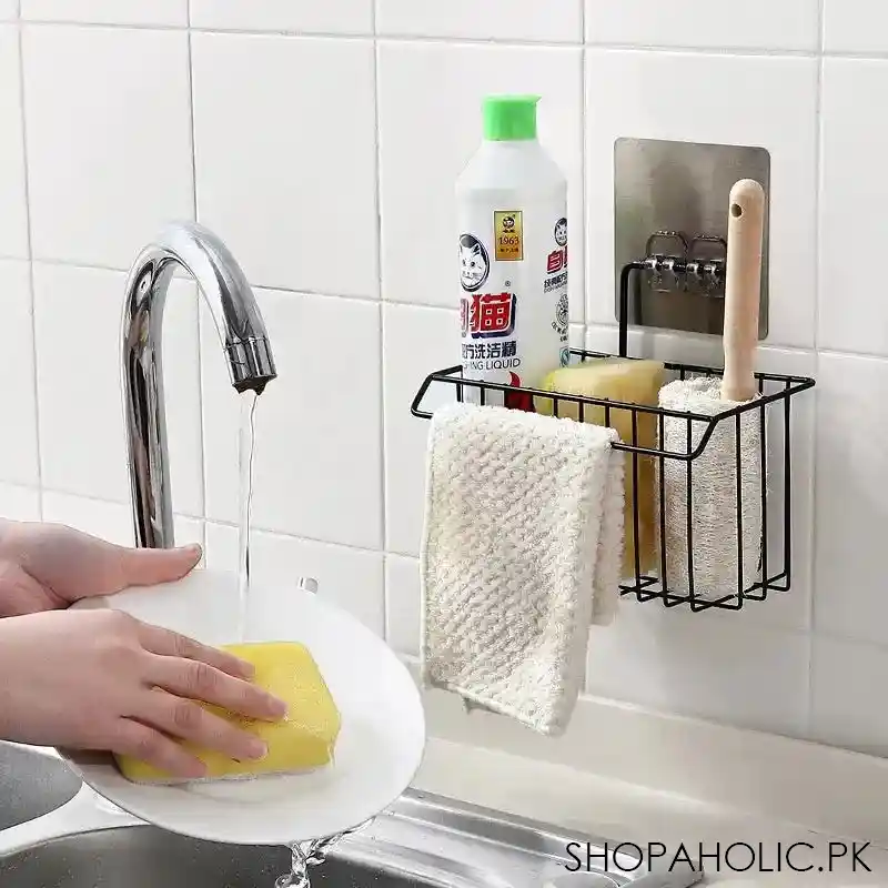 metal sponge holder with towel stand image3