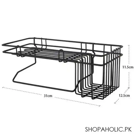metal wall mounted storage shelf with towel hanging rack image6