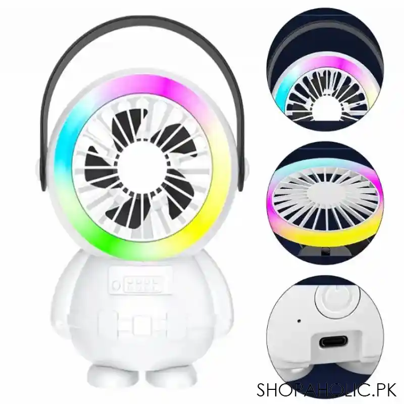 mini astronaut usb fan with led lights image4