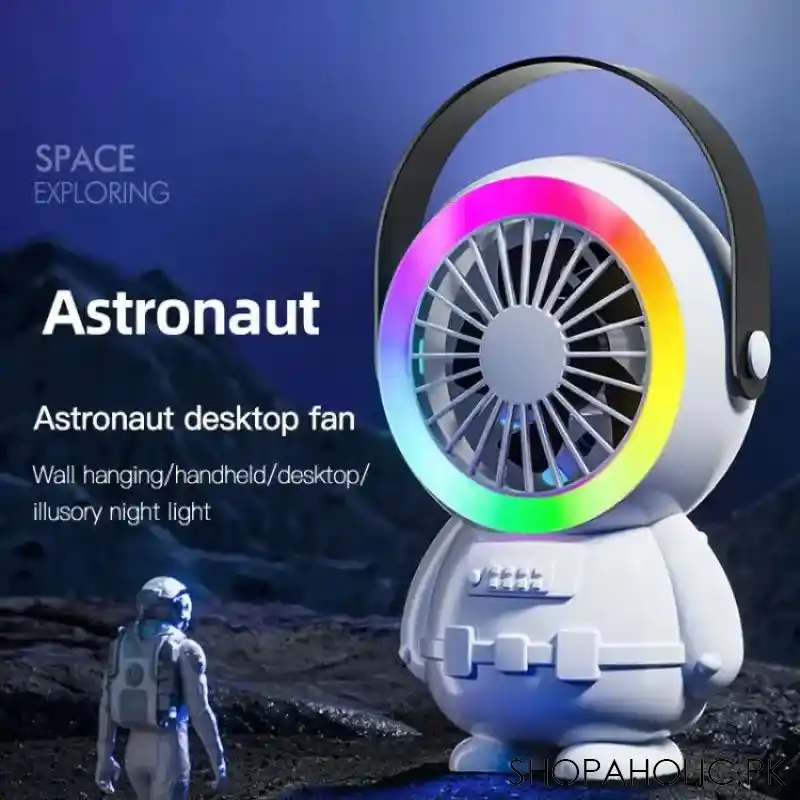 mini astronaut usb fan with led lights main image