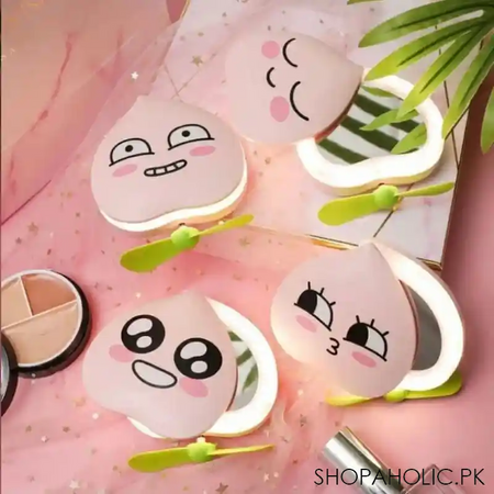 mini multifunctional led makeup mirror with fan image3