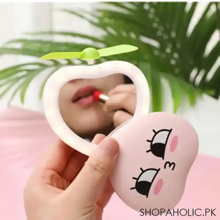 mini multifunctional led makeup mirror with fan main image