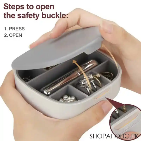 mini portable travel cosmetic and jewelry storage box organizer with mirror image3