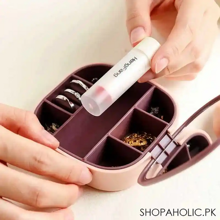 mini portable travel cosmetic and jewelry storage box organizer with mirror image6