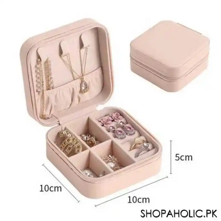 mini portable travel jewelry leather storage box organizer image8