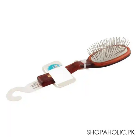 mira hair brush with steel pins, small, oval shape, brown color, no. 345 main image