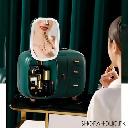 modern makeup organizer box with led mirror image2