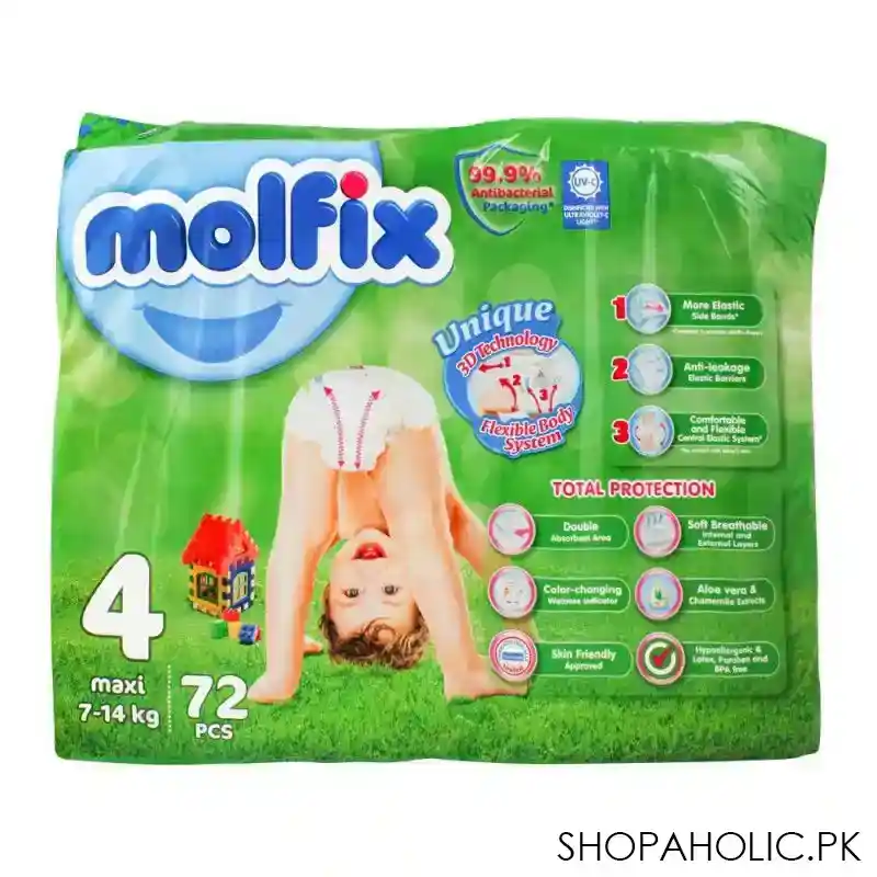 molfix diaper no. 4, maxi, mega pack, 7 14 kg, 72 pack image2