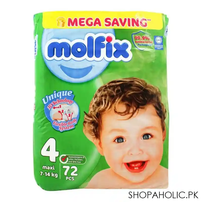 molfix diaper no. 4, maxi, mega pack, 7 14 kg, 72 pack main image