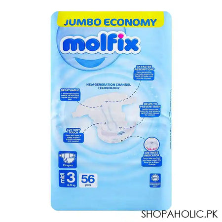 Molfix Diapers 3 Medium, Jumbo Economy Pack, 4-9kg, 56-Pack - Main Image