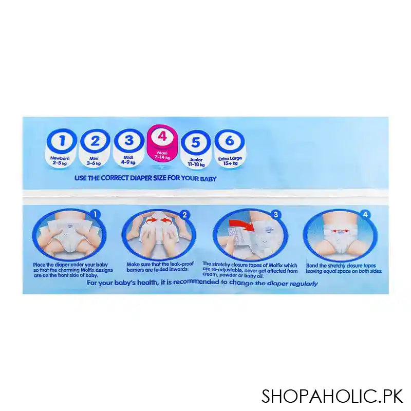 Molfix Diapers 4 Maxi, Jumbo Economy Pack, 7-14kg, 50-Pack - Image 3