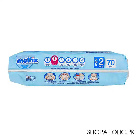 Molfix Diapers Jumbo Economy Pack, Mini No-2, 3-6 kg, 70-Pack - Image 2