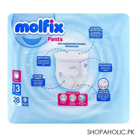 Molfix Pants 3 Medium, 6-11kg, 28-Pack - Image 5