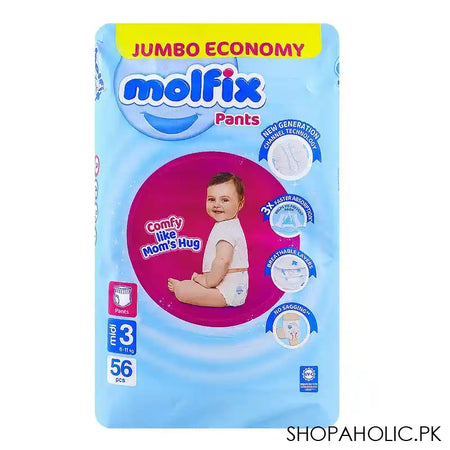 Molfix Pants 3 Medium, Jumbo Economy Pack, 6-11kg, 56-Pack - Image 5