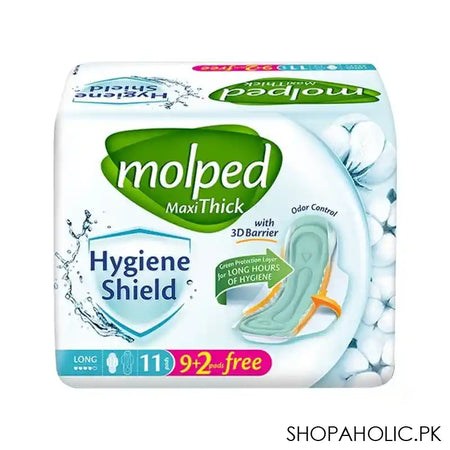 Molped Maxi Thick Hygiene Shield With 3D Barrier Long Sanitary Pads, 9+2 - Main Image