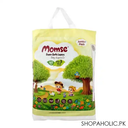 momse baby diapers, m 3 midi, 6 11 kg, 60 pack main image
