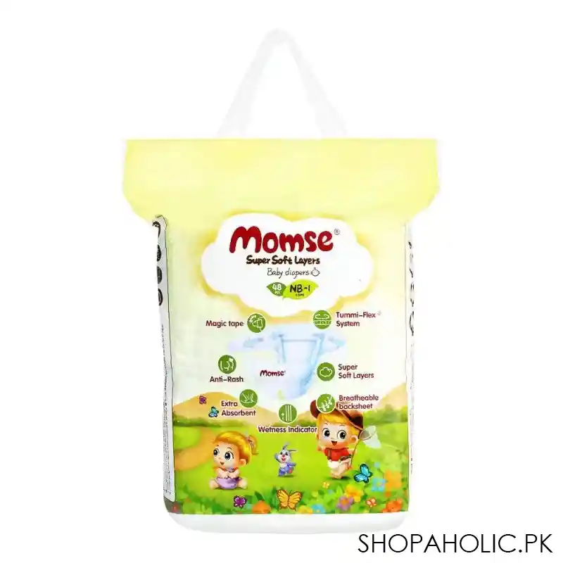 momse baby diapers, nb 1, upto 5 kg, 48 pack image2