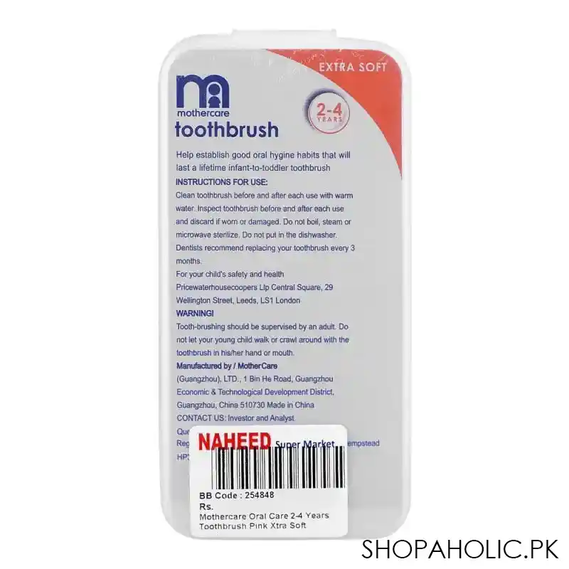 mothercare oral care 2 4 years toothbrush, pink, extra soft image2