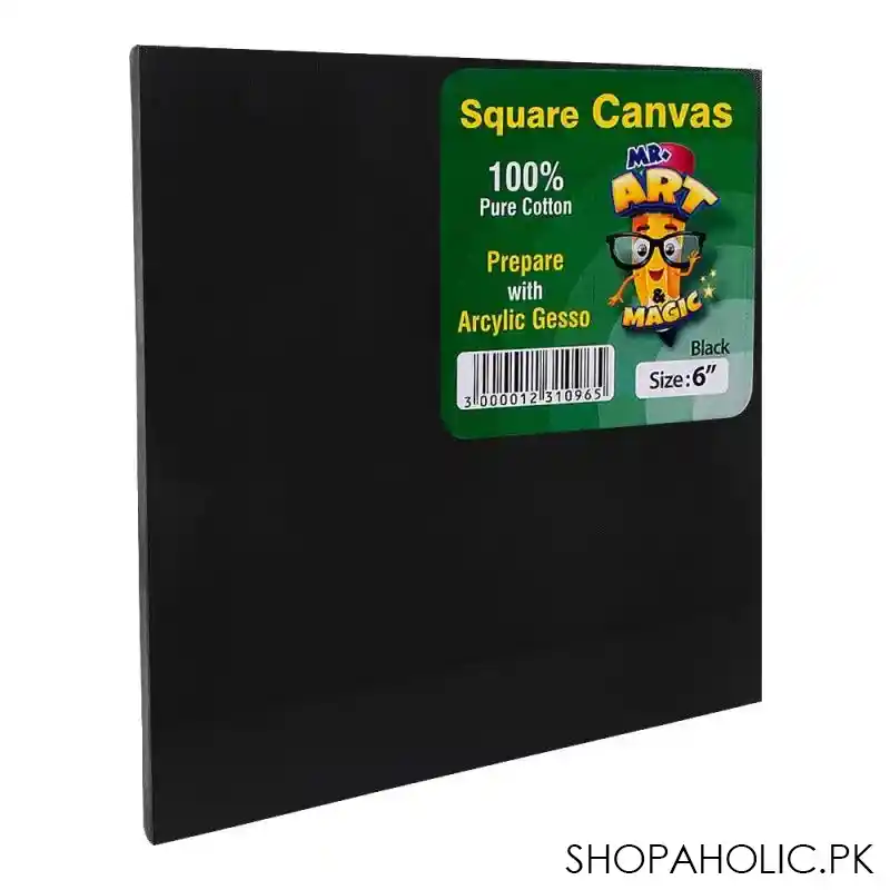 mr. art magic 100% pure cotton canvas square, 6 inches, black, 535 3806 main image