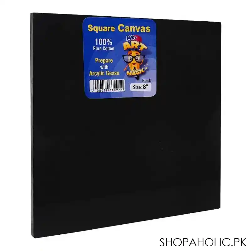 mr. art magic 100% pure cotton canvas square, 8 inches, black, 536 3808 main image