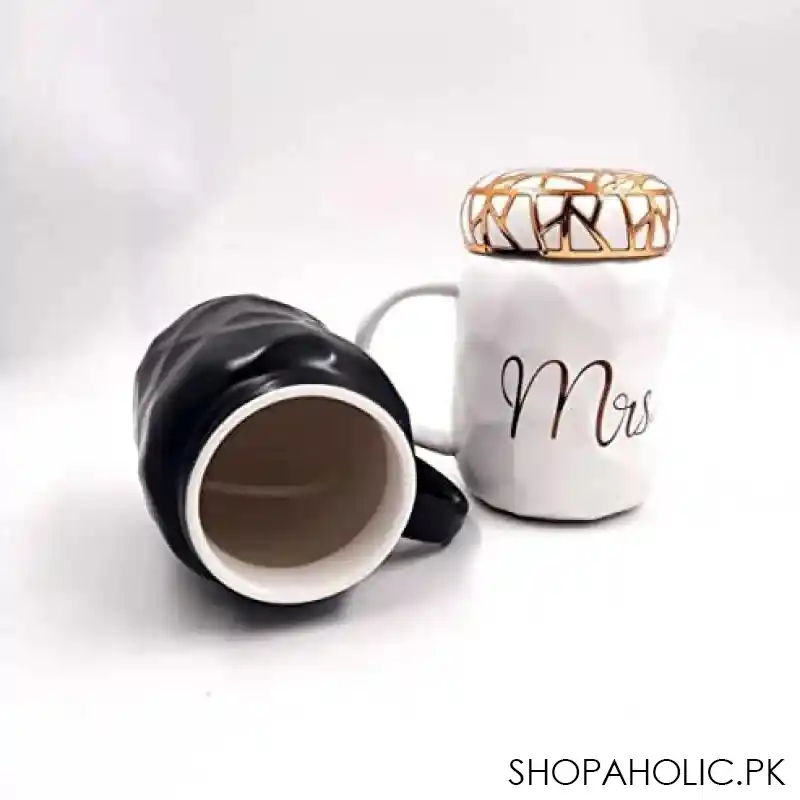 mr mrs diamond ceramic couple mugs with lids image5