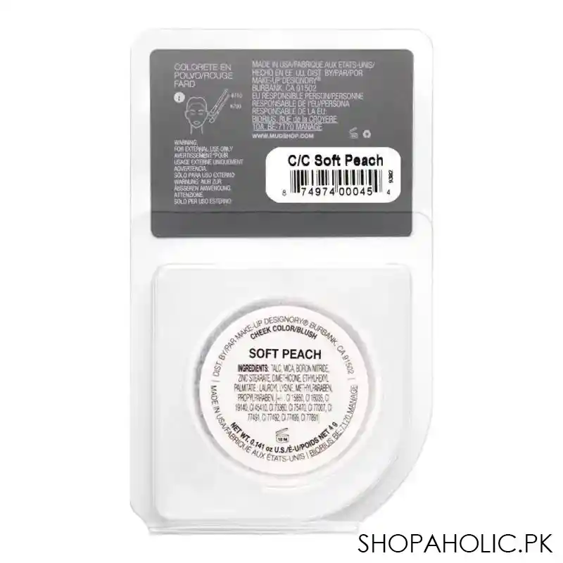 mud makeup designory cheek color blush refill, soft peach image3