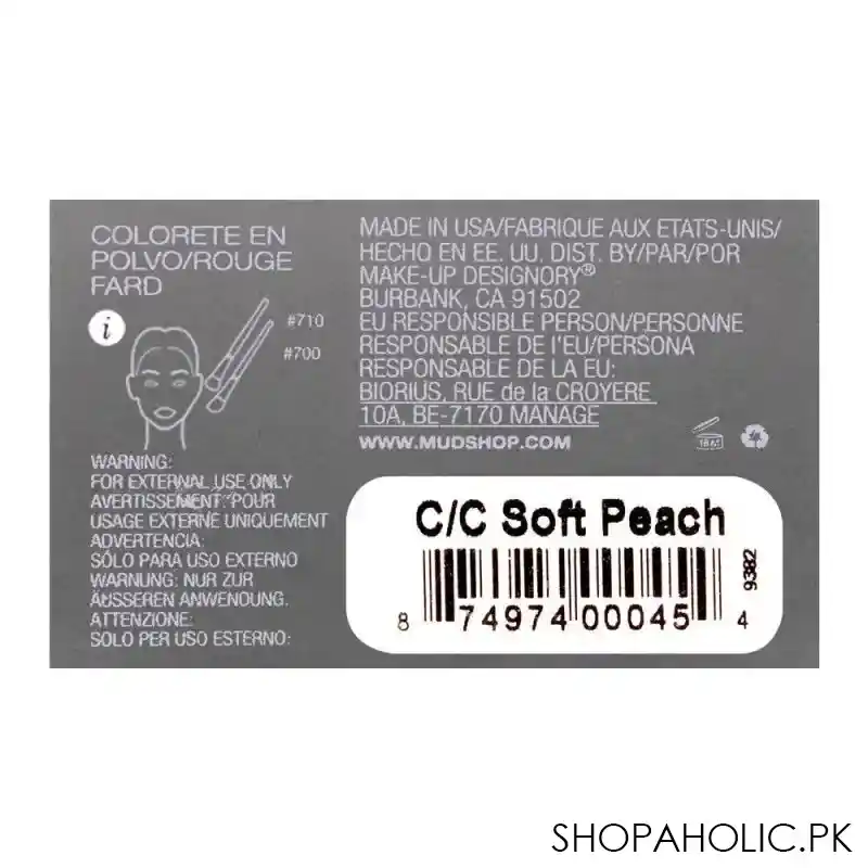 mud makeup designory cheek color blush refill, soft peach image4