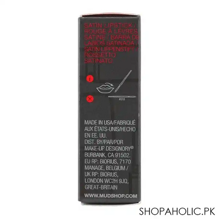 mud makeup designory satin lipstick, havana image4