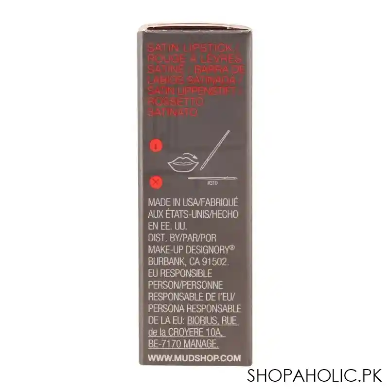mud makeup designory satin lipstick, soleil image5