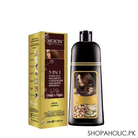 muicin 5 in 1 ginger & argan hair dye + shampoo + conditioner, black, 200ml image3