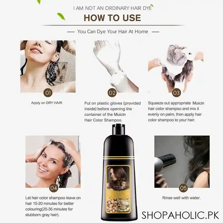 muicin 5 in 1 ginger & argan hair dye + shampoo + conditioner, black, 200ml image5