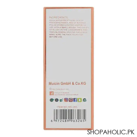 Muicin Artistique Liquid Blusher, 05 Hot Cheek, 20ml - Image 6