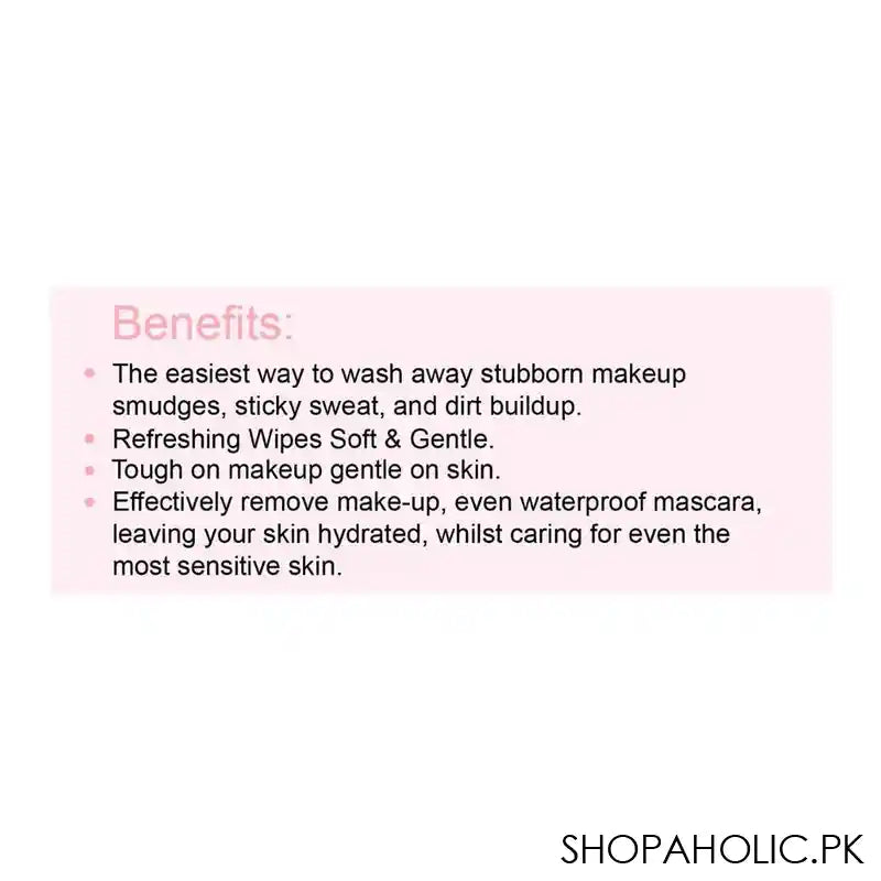Muicin Kind To Skin Make-Up Remover Cleansing Facial Wipes, Pink - Image 3