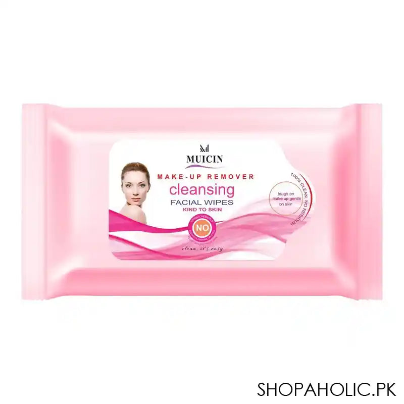 Muicin Kind To Skin Make-Up Remover Cleansing Facial Wipes, Pink - Main Image