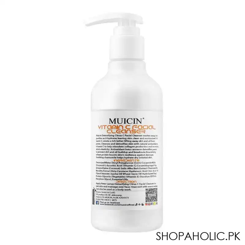 Muicin Orange Vitamin C Brightening Facial Cleanser, For All Skin Types, 250ml - Image 2