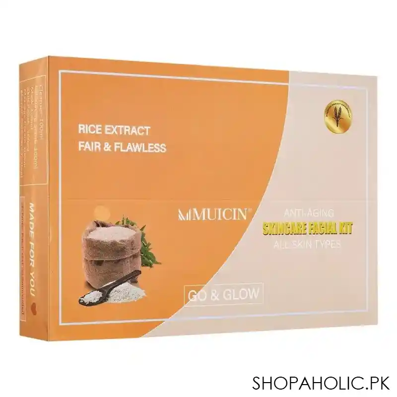 muicin rice extract fair & flawless anti aging skin care facial kit, for all skin types main image