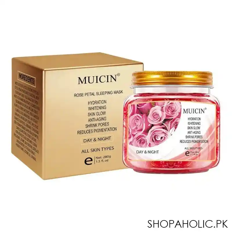 muicin rose petal day & night sleeping mask, for all skin types, 280g main image