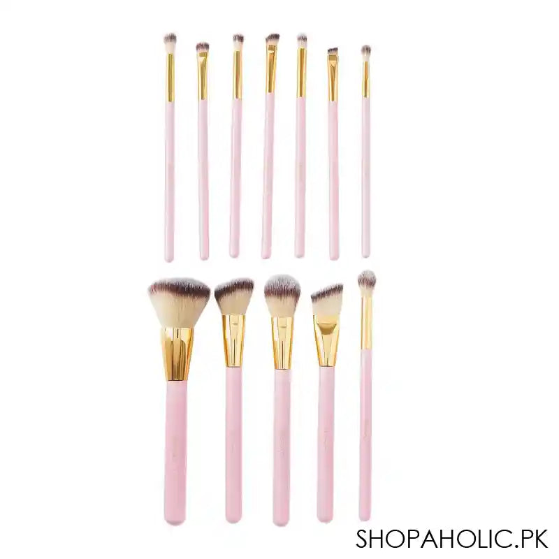 Muicin Studded Natural Makeup Brush Set, Pink, 12-Pack - Image 2
