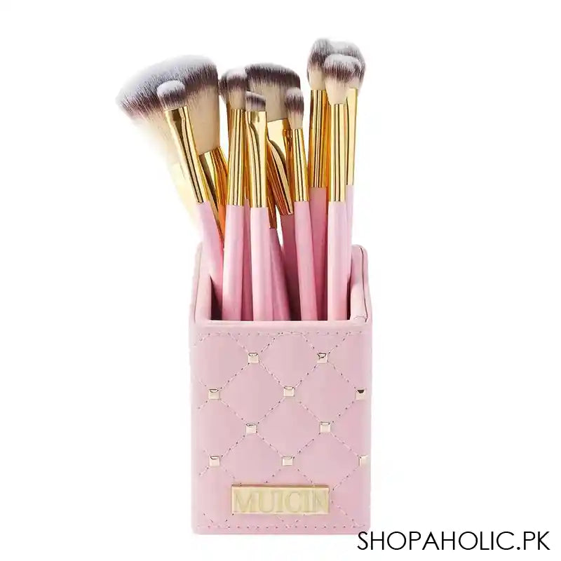 Muicin Studded Natural Makeup Brush Set, Pink, 12-Pack - Main Image