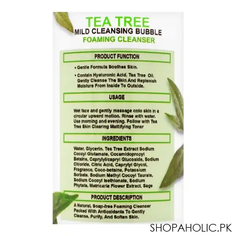 muicin tea tree deep clean oil controls facial foaming cleanser, all skin types, 150ml image3