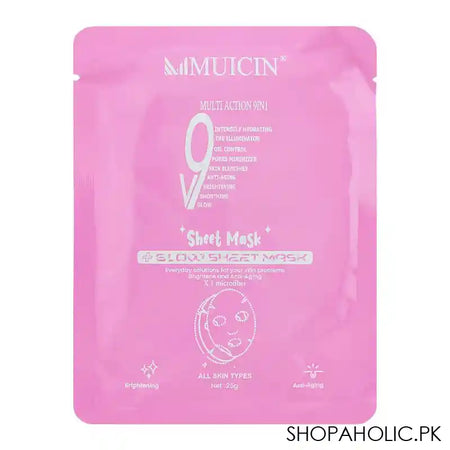 Muicin V9 Multi Action 9-In-1 Intensely Hydrating Glow Sheet Mask, For All Skin Types, 25g - Image 3