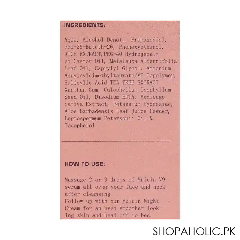 Muicin V9 Pinkish Glow Acne Control Rice + Tea Tree Serum, All Skin Types, 15ml - Image 4