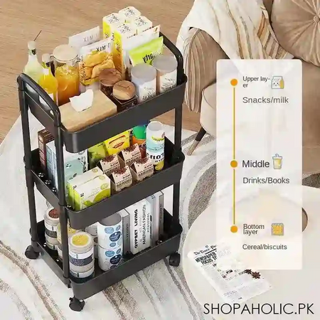 multi layer kitchen trolley metal rolling cart image4