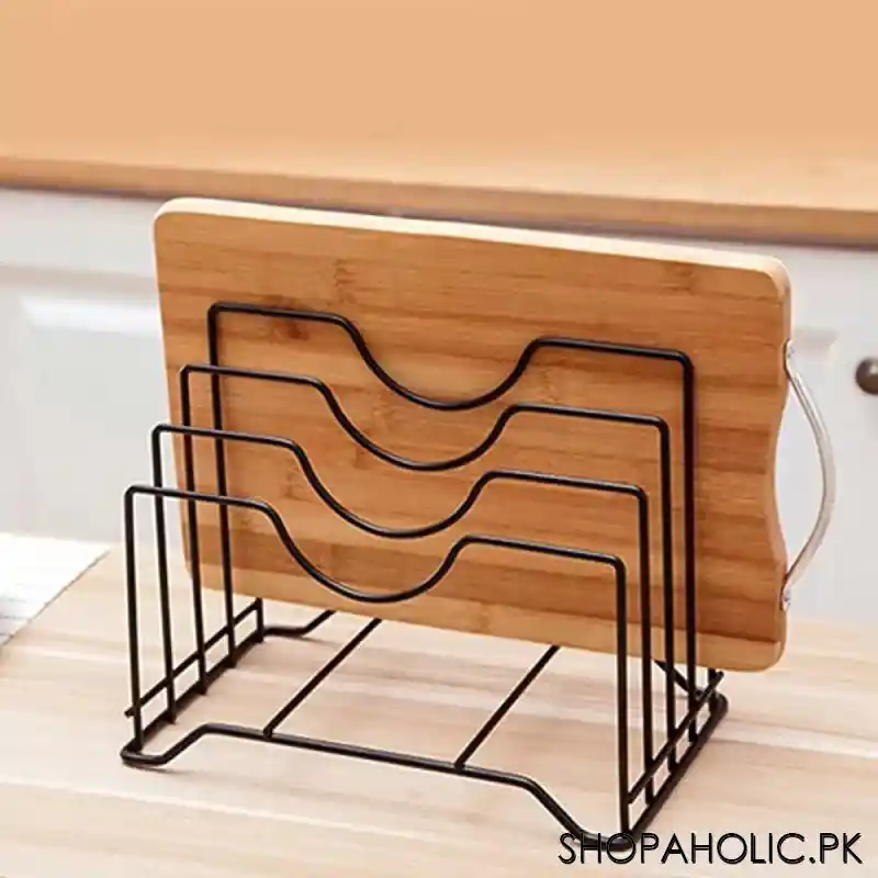 multi layers kitchen shelf cutting board pot cover and lid holder image2