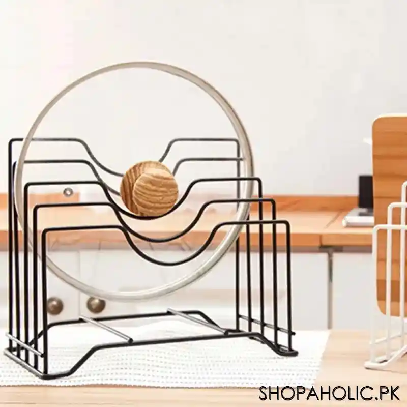 multi layers kitchen shelf cutting board pot cover and lid holder image5