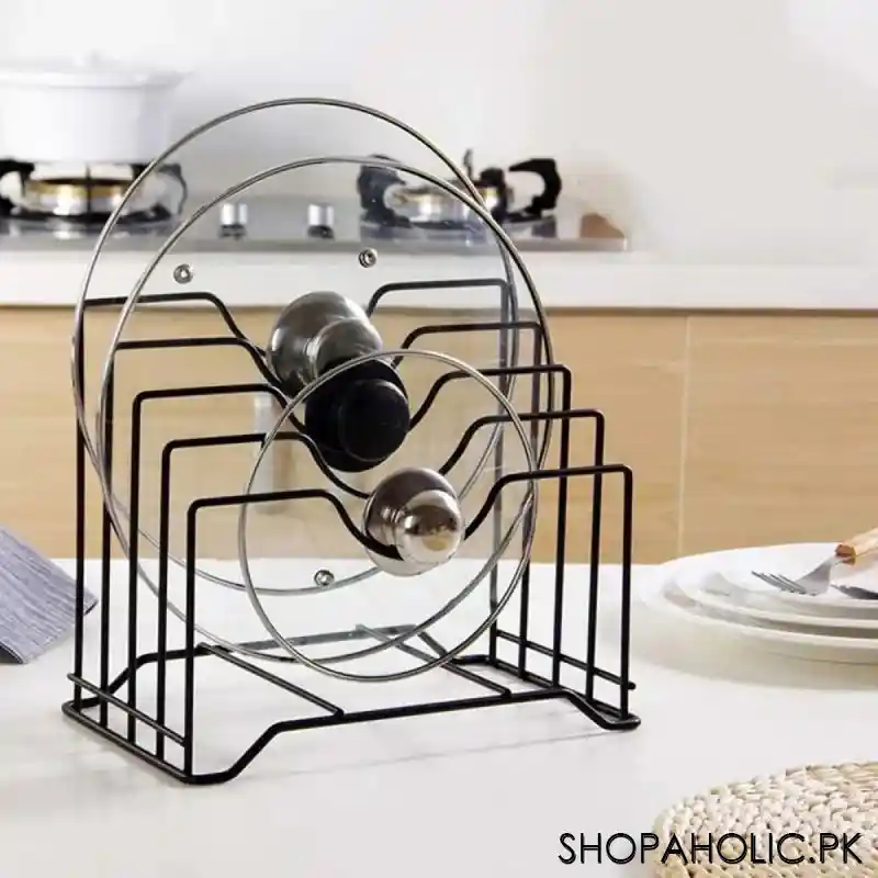 multi layers kitchen shelf cutting board pot cover and lid holder image6