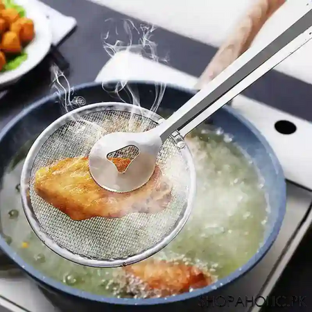 multi purpose frying tong and oil strainer main image